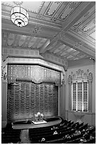 Organist playing during intermission in Stanford Theatre. Palo Alto,  California, USA (black and white)