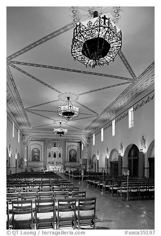 Chapel, historic Mission Santa Clara de Asis. Santa Clara,  California, USA (black and white)