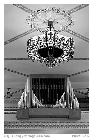 Organ and lamp, Mission Santa Clara de Asis. Santa Clara,  California, USA