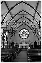Interior of Church of the Nativity. Menlo Park,  California, USA (black and white)