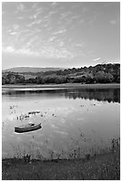 Lake Lagunata with the Dish in background. Stanford University, California, USA (black and white)