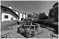 Court of Abundance, Allied Arts Guild, afternoon. Menlo Park,  California, USA ( black and white)