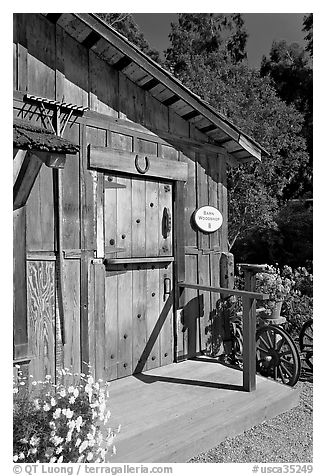 Barn-style shop, Allied Arts Guild. Menlo Park,  California, USA (black and white)