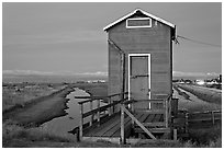 Utility shack at dusk, Bayfront Park. Menlo Park,  California, USA (black and white)