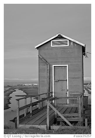 Red shack at dusk, Bayfront Park. Menlo Park,  California, USA