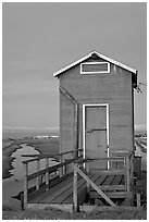 Red shack at dusk, Bayfront Park. Menlo Park,  California, USA (black and white)