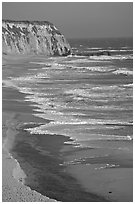 Waves and cliffs, Scott Creek Beach. California, USA (black and white)