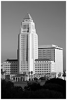 Los Angeles City Hall in Art Deco style. Los Angeles, California, USA (black and white)