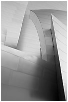 Shiny steel surfaces of the new Walt Disney Concert Hall. Los Angeles, California, USA (black and white)