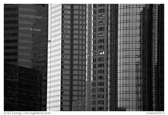 Close-up of high-rise buildings facades. Los Angeles, California, USA