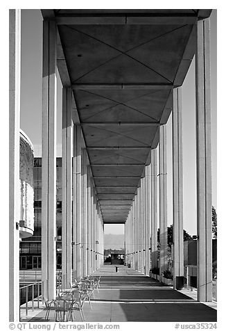 Gallery in the Music Center. Los Angeles, California, USA (black and white)