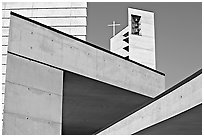Angular shapes of Cathedral of our Lady of the Angels. Los Angeles, California, USA ( black and white)