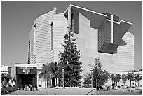 Ochre mantle of Cathedral of our Lady of the Angels. Los Angeles, California, USA (black and white)