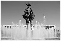 Peace on Earth sculpture by Jacques Lipchitz,  Music Center. Los Angeles, California, USA (black and white)