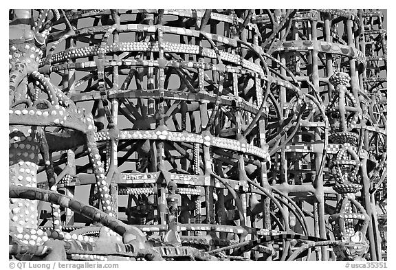 Detail, Watts towers, a masterpiece of folk art. Watts, Los Angeles, California, USA