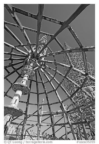 Gazebo and tower, Watts Towers. Watts, Los Angeles, California, USA