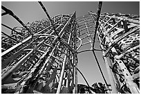Simon Rodia  Watts Towers. Watts, Los Angeles, California, USA (black and white)