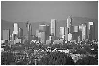 Downtown skyline, late afternoon. Los Angeles, California, USA (black and white)
