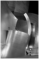 Walt Disney Concert Hall at night. Los Angeles, California, USA (black and white)