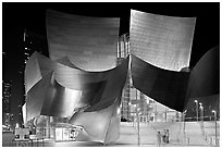 Entrance of the Walt Disney Concert Hall at night. Los Angeles, California, USA ( black and white)