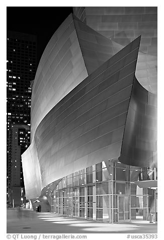 Walt Disney Concert Hall at night. Los Angeles, California, USA