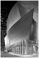 Walt Disney Concert Hall at night. Los Angeles, California, USA (black and white)