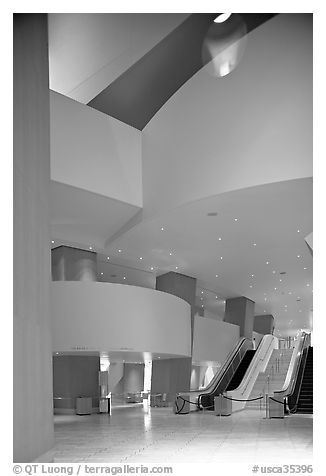 Walt Disney Concert Hall lobby. Los Angeles, California, USA (black and white)