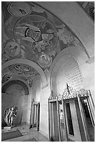 Entrance lobby of the Los Angeles County Hospital. Los Angeles, California, USA (black and white)