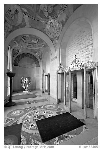 Fresco in the lobby of the Los Angeles County Hospital. Los Angeles, California, USA (black and white)