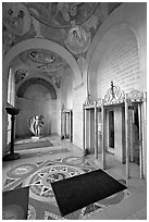 Fresco in the lobby of the Los Angeles County Hospital. Los Angeles, California, USA ( black and white)