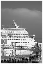 Cruise ship. Long Beach, Los Angeles, California, USA (black and white)