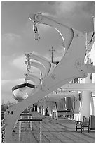 Passenger deck, Queen Mary. Long Beach, Los Angeles, California, USA (black and white)