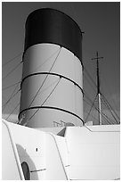 Smokestack, Queen Mary. Long Beach, Los Angeles, California, USA (black and white)
