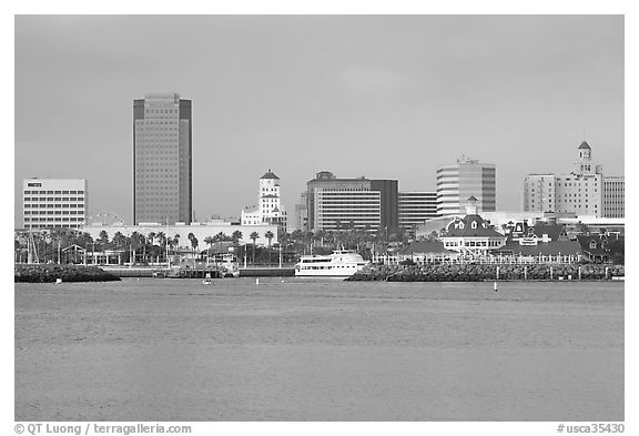 Skyline, late afternoon. Long Beach, Los Angeles, California, USA