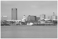 Skyline, late afternoon. Long Beach, Los Angeles, California, USA (black and white)