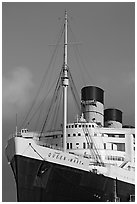 Queen Mary cruise ship. Long Beach, Los Angeles, California, USA ( black and white)