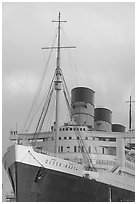 Queen Mary ship at sunset. Long Beach, Los Angeles, California, USA ( black and white)