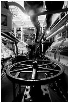 Boiler room of the Queen Mary. Long Beach, Los Angeles, California, USA (black and white)