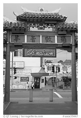 Gate, Chinatown. Los Angeles, California, USA (black and white)