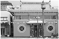 Building in Chinese style, Chinatown. Los Angeles, California, USA (black and white)