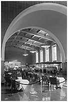 Central hall in Union Station. Los Angeles, California, USA ( black and white)