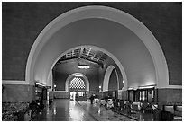 Entrance hall in Union Station. Los Angeles, California, USA (black and white)