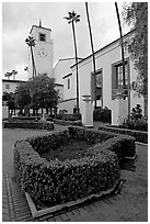 Union Station, in mixed Art Deco and Mission styles. Los Angeles, California, USA (black and white)