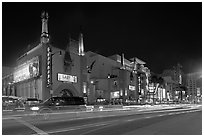 Mann Chinese Theatre at dusk. Hollywood, Los Angeles, California, USA (black and white)