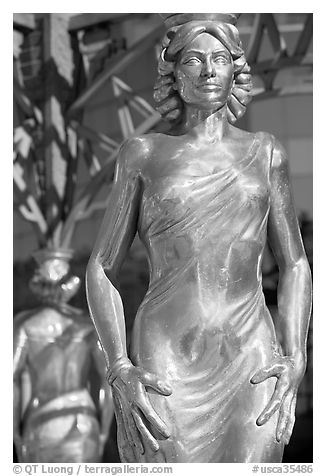 Statue of actress  Dorothy Dandridge. Hollywood, Los Angeles, California, USA (black and white)