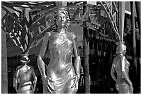 Gazebo with statue of actress  Dorothy Dandridge. Hollywood, Los Angeles, California, USA (black and white)