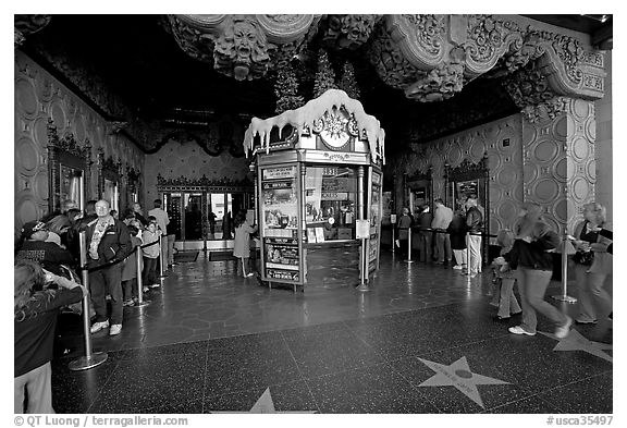 Walk of fame and entrance of El Capitan Theater. Hollywood, Los Angeles, California, USA