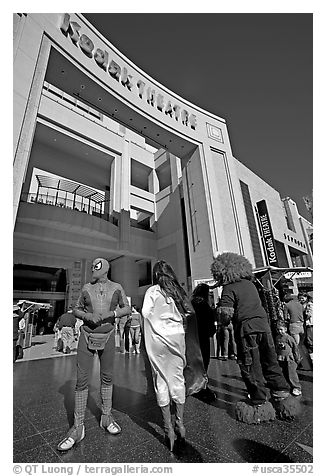 People dressed as movie characters in front of the Kodak Theatre. Hollywood, Los Angeles, California, USA