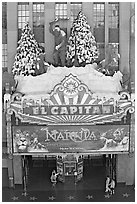 Ornate facade of the El Capitan theatre. Hollywood, Los Angeles, California, USA ( black and white)