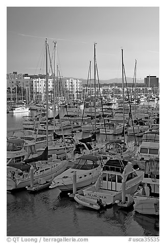 Yachts and marina at sunrise. Marina Del Rey, Los Angeles, California, USA